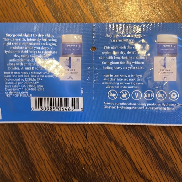 Derma-e hydrating day cream hydrating night cream 1.5g each brand new - Picture 2 of 2
